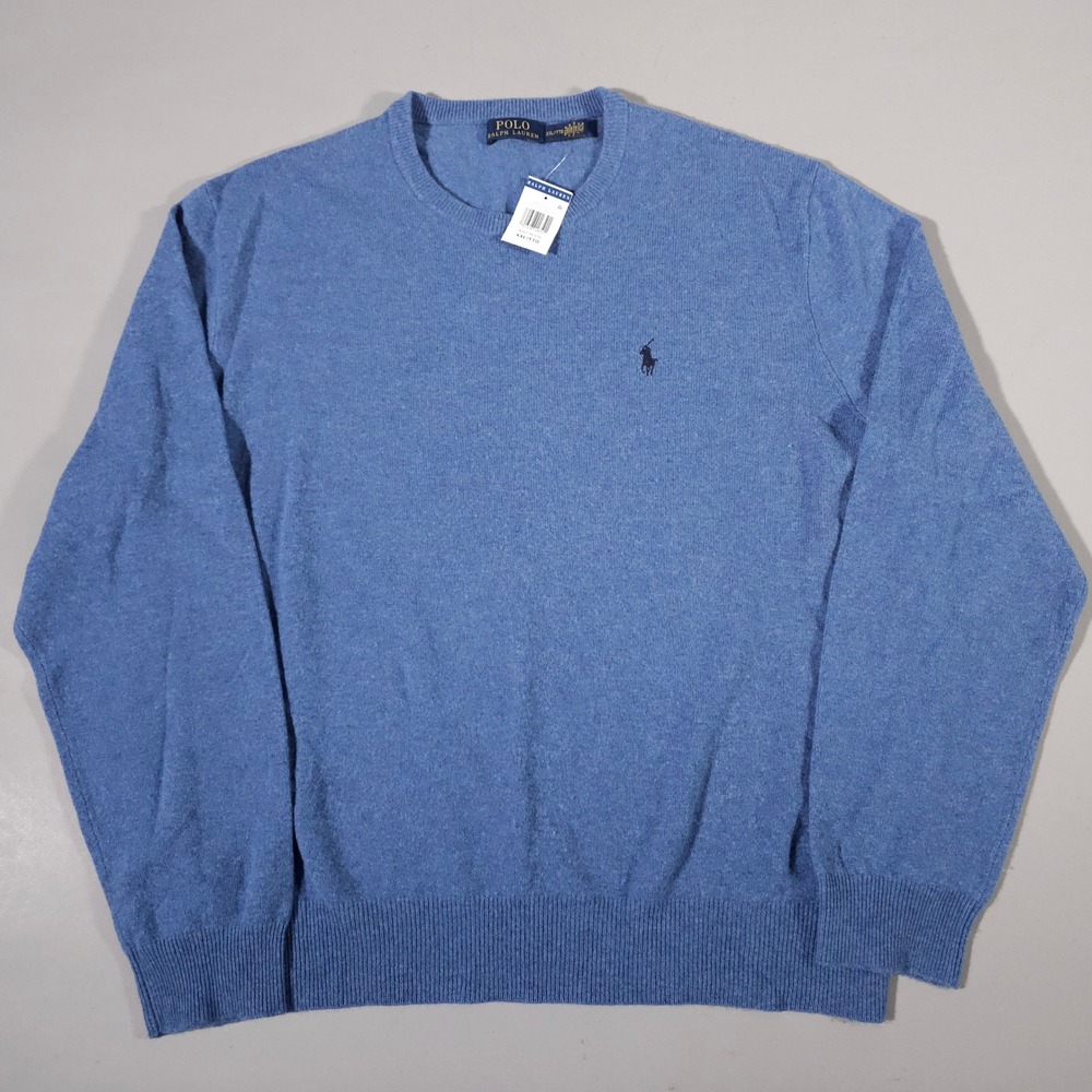 Polo Ralph Lauren Sweater Mens XXL Blue Navy Heather Wool Crewneck New NWT